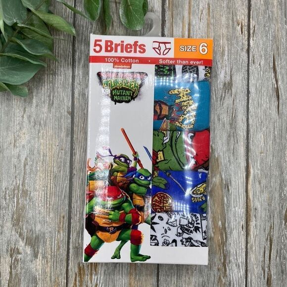 Boys Teenage Mutant Ninja Turtles Character Underwear Briefs 2, 5-Packs Size 6 - Picture 3 of 8